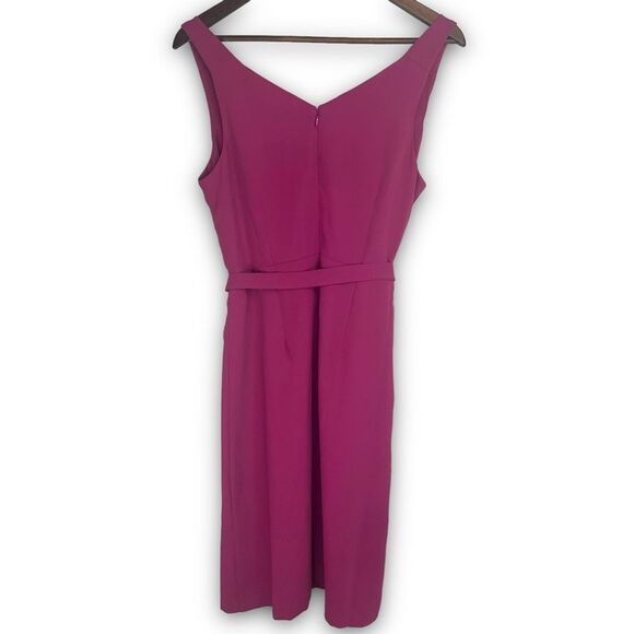 Ann Taylor Magenta Tie Waist Sleeveless Faux wrap Sheath Dress Size 6 NWT - Picture 2 of 16